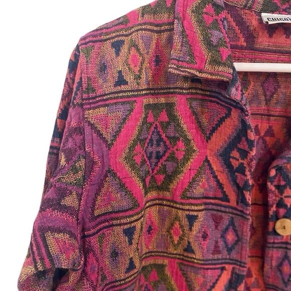 Vintage Chico’s Tapestry Jacket Aztec Southwestern Tribal Boho 100% Cotton - Picture 5 of 8